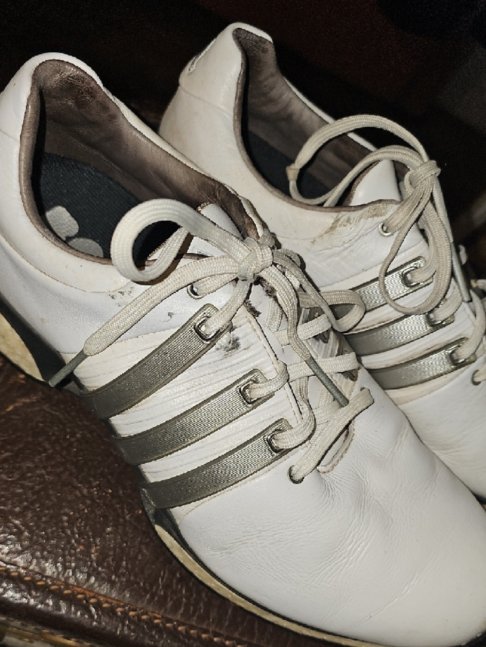adidas Men's White Golf Shoes with Gray Accents